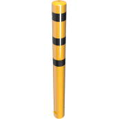 Bollard | steel tube  193 x 3,6 mm | yellow / black | stationary, for casting in concrete | total length: 2000 mm | with welded steel cap